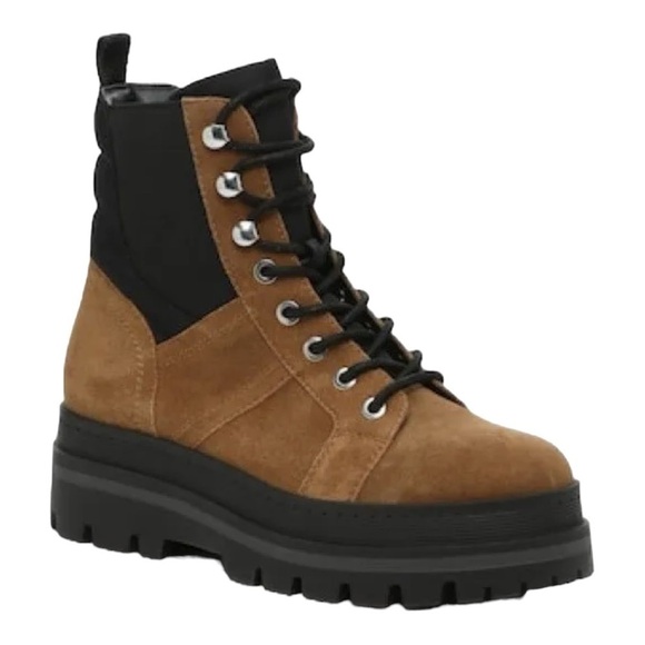 Marc Fisher Sashia Platform Combat Boot Leather Suede 8 Fits a 8.5 - Picture 1 of 8